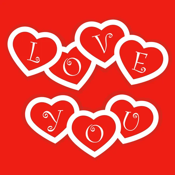 Sevgililer günü için kırmızı kart ile kağıt Kalpler — Stok Vektör