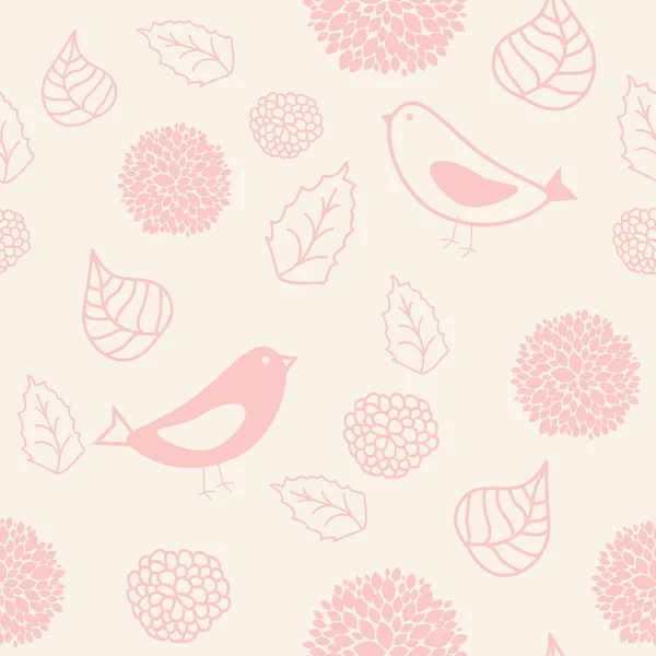 Motif floral sans couture dans un style rétro avec des oiseaux — Image vectorielle
