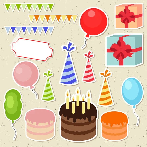 Ensemble d'éléments de fête d'anniversaire vectoriels pour scrapbooking — Image vectorielle