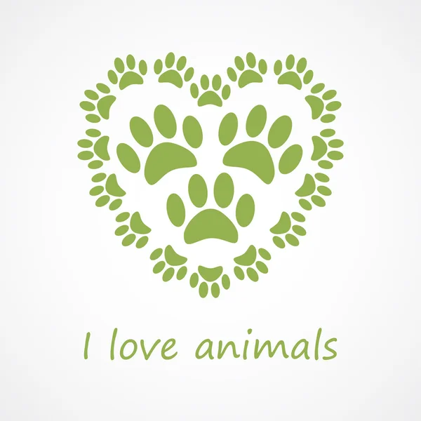 Corazón de pie animal estampado en estilo ecológico — Archivo Imágenes Vectoriales