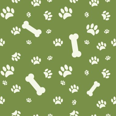 arka plan ile köpek pençe baskı ve yeşil kemik