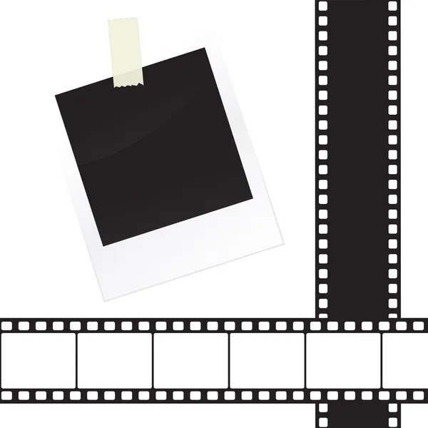 kaset ve film şeridi çerçeve kümesi ile fotoğraf çerçevesi etiket
