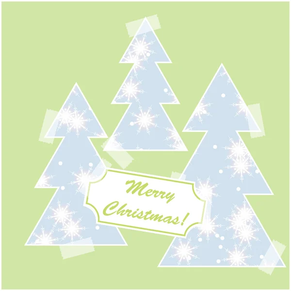 Merry christmas card met sneeuw en Kerstmis bomen — Stockvector