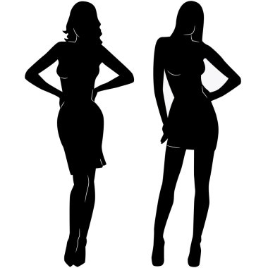 seksi kadın, kısa elbiseler siluetleri