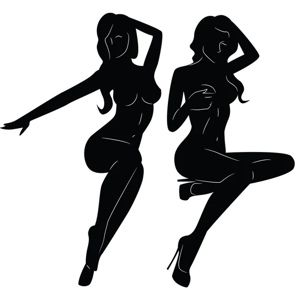 Sexy femme fille silhouettes — Image vectorielle
