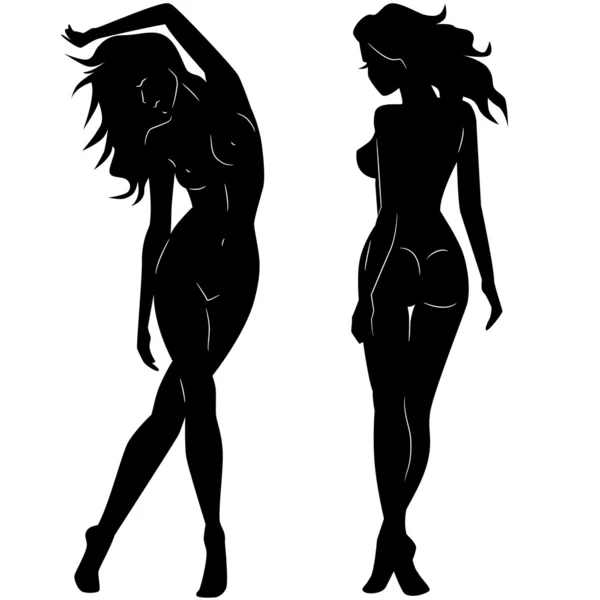 Sexy vrouw meisje silhouetten — Stockvector