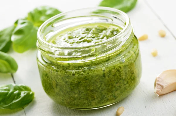 Pesto sauce jar — Stock Image Pesto sauce jar Royalty Free Stock Photos