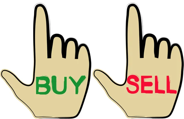 Buy and Sell hands — Stock Vector