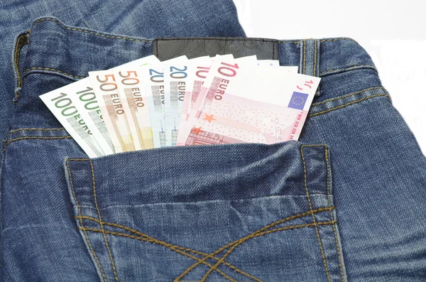 Euro in der Hosentasche — Stockfoto