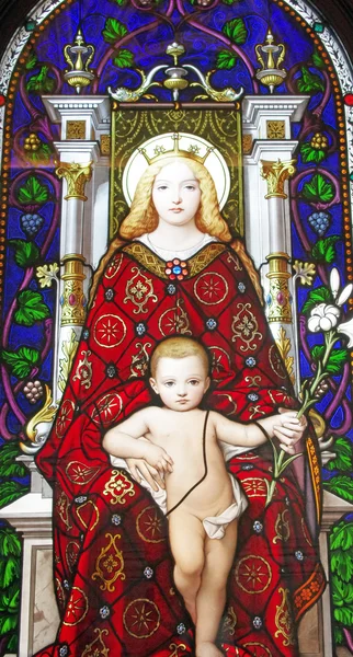 Matka a dítě, barevné sklo — Stock fotografie