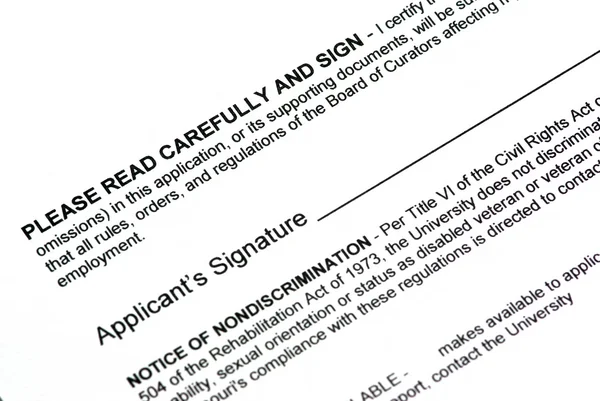 Υπογραφή του αιτούντος άδειο — Φωτογραφία Αρχείου