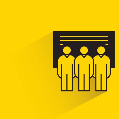 group of people worker icon on yellow background