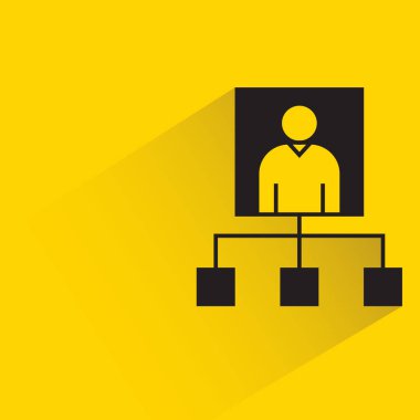 Sarı arkaplan, düz ve gölge tasarımı üzerine organizasyon konsepti
