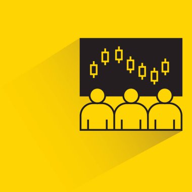 Sarı arkaplanda şamdan şeması simgesini izleyen tüccarlar