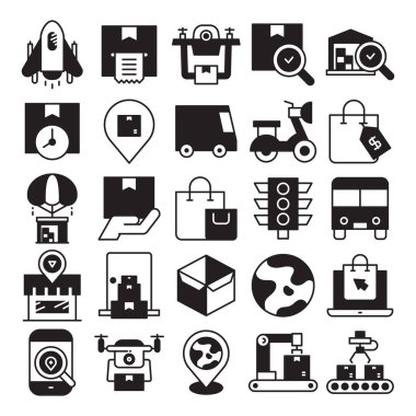 delivery service and logistics icons set