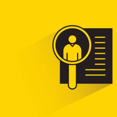 sarı arkaplanda iş uygulaması ve büyüteç simgesi