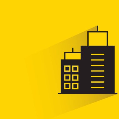 sarı arkaplanda ofis binası simgesi