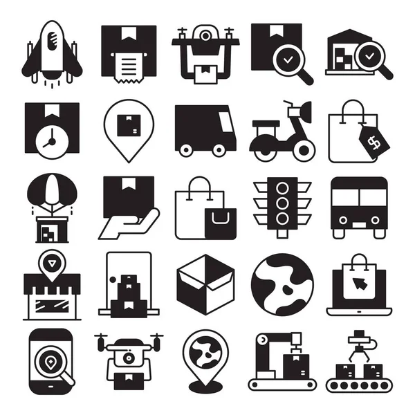 delivery service and logistics icons set