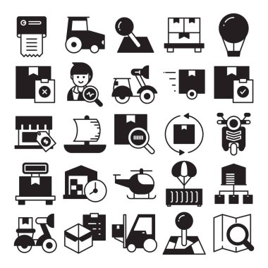 delivery and logistics icons set