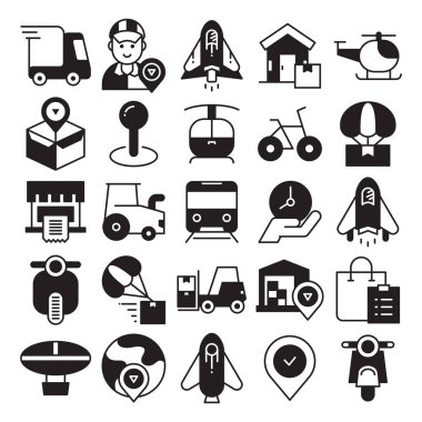 delivery, shipping and logistics icons set