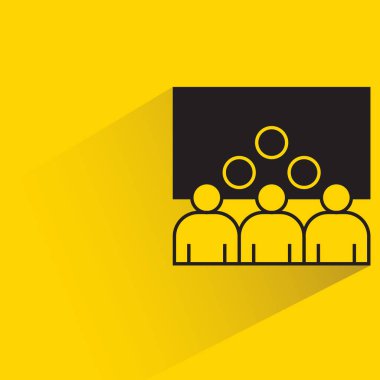 Sarı arkaplanda izleyici ve tahta simgesi