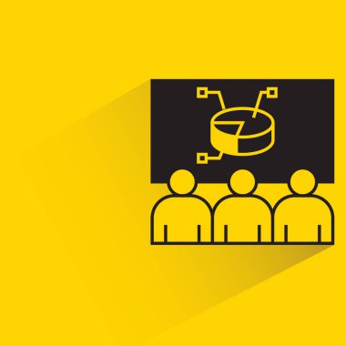 audience monitoring pie chart icon on yellow background