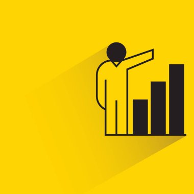 people with bar chart icon on yellow background