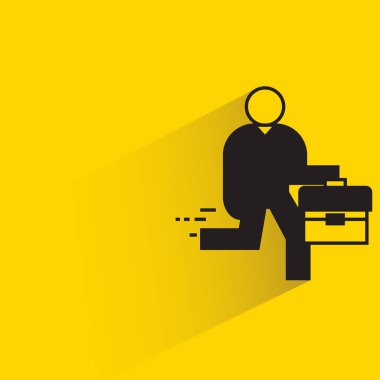 people running and holding briefcase icon on yellow background