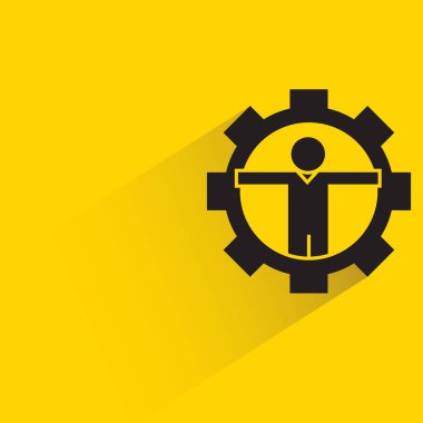 people and gear icon on yellow background