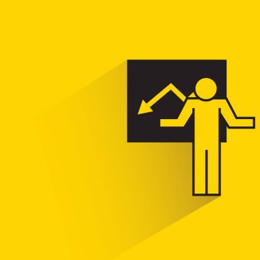 people and decreasing graph icon on yellow background