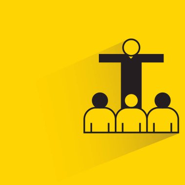 leader and follower icon on yellow background