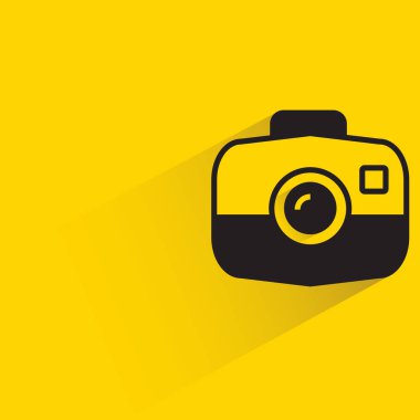 camera icon with shadow on yellow background