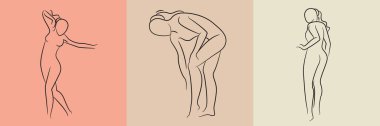 sketch and hand drawn woman pose set illustration