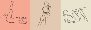 sketch and hand drawn woman pose set illustration