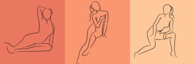 sketch and hand drawn woman pose set illustration