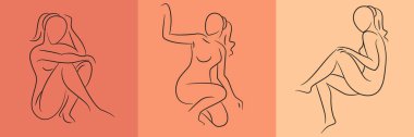 sketch and hand drawn woman pose set illustration