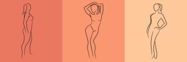 sketch and hand drawn woman pose set illustration