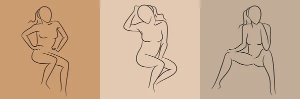 Sketch Hand Drawn Woman Pose Set Illustration — Wektor stockowy