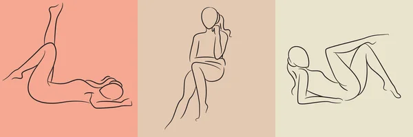 Sketch Hand Drawn Woman Pose Set Illustration — Stock vektor