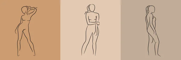 Sketch Hand Drawn Woman Pose Set Illustration — Vetor de Stock
