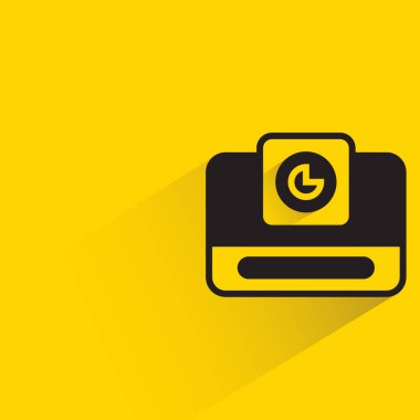 camera icon with shadow on yellow background
