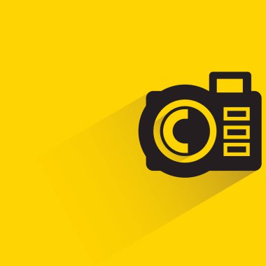 camera icon with shadow on yellow background