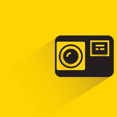 camera icon with shadow on yellow background