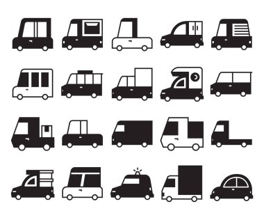 car, truck, van transportation icon glyph design 