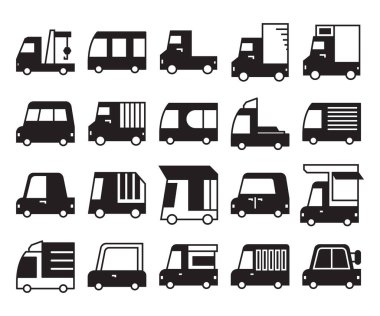 car, truck, van transportation icon glyph design 