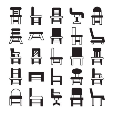 chair and sofa icons vector set