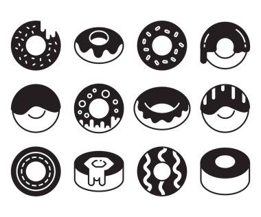 Çörek ve fırın simgeleri vektör kümesi 