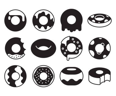 Çörek ve fırın simgeleri vektör kümesi 