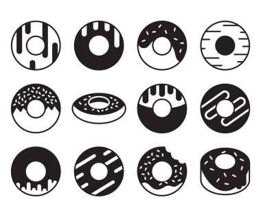 Çörek ve fırın simgeleri vektör kümesi 