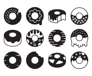 Çörek ve fırın simgeleri vektör kümesi 